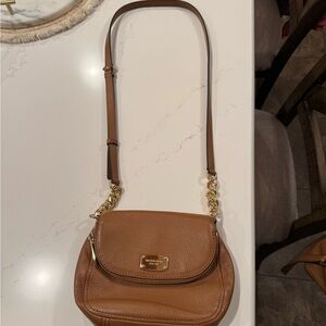 Michael Kors Tan Leather Crossbody Bag with Gold Accents